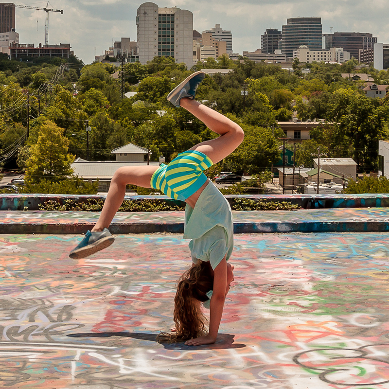 Girl in Austin doing a handstand