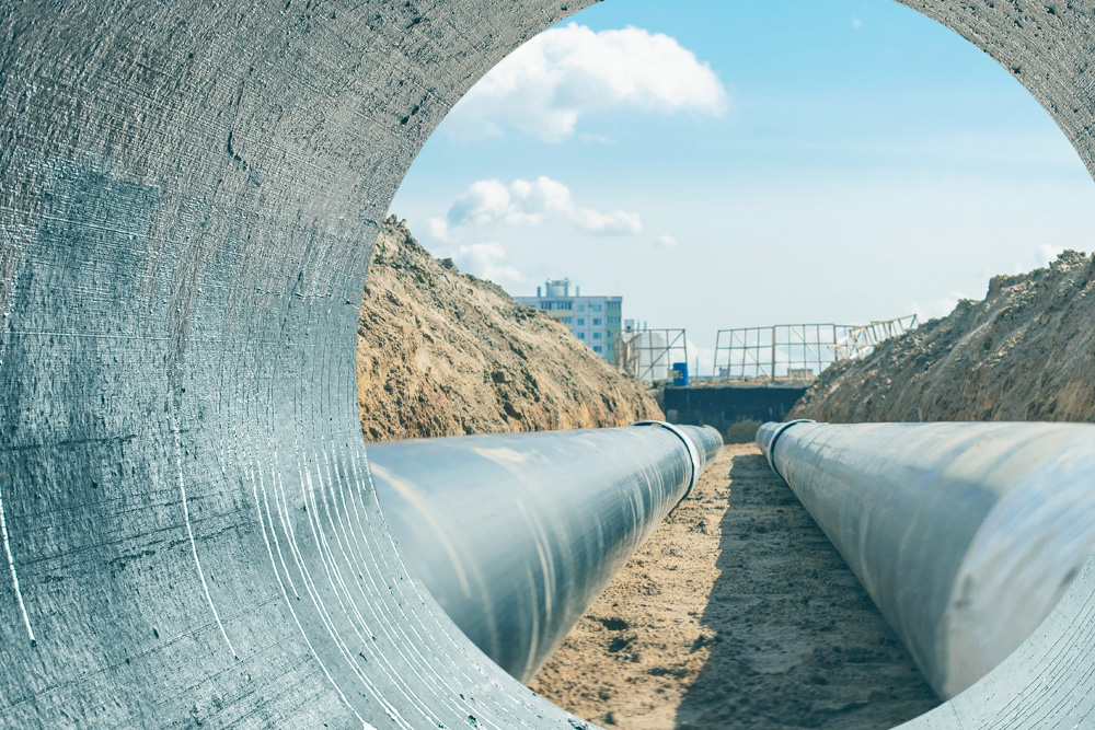 Looking through large pipes for water delivery